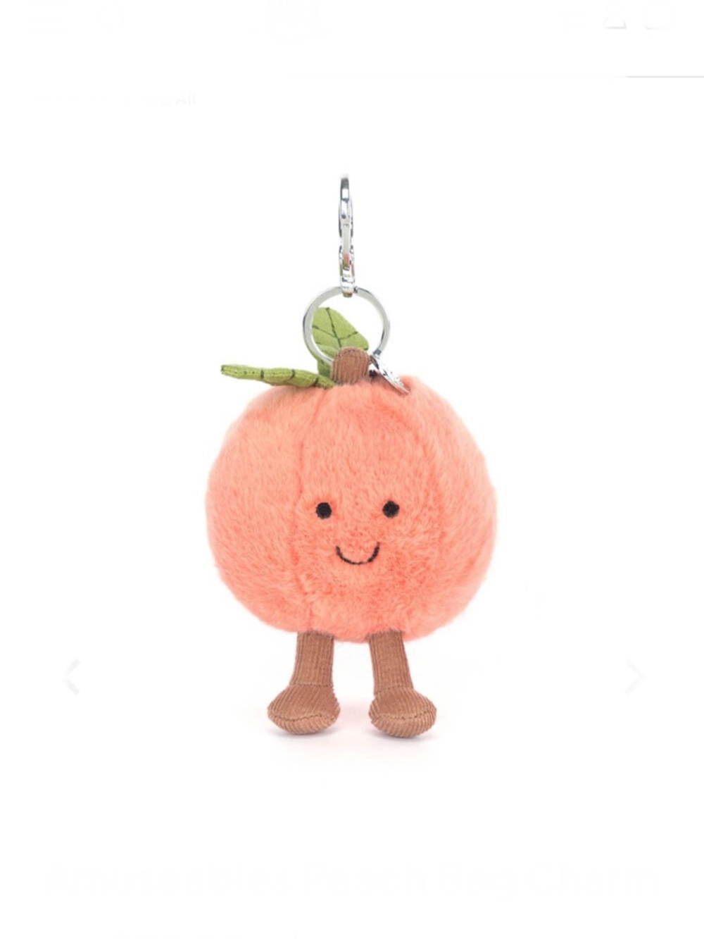 Jellycat Amuseables Peach Bag Charm - NWT